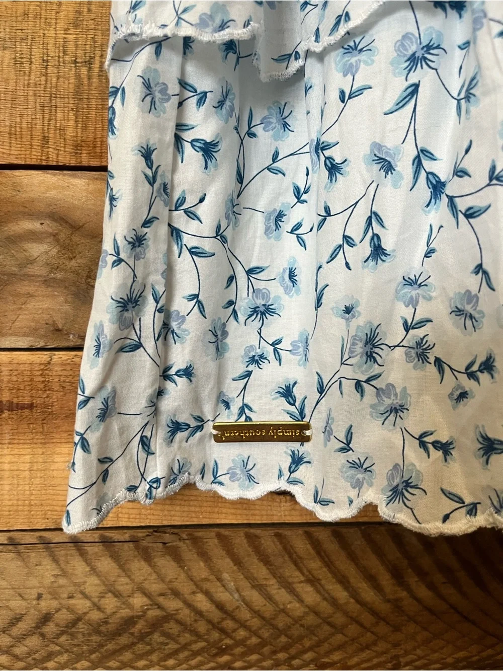 Simply Southern White Dress with Light Blue Floral Ruffle Tiers